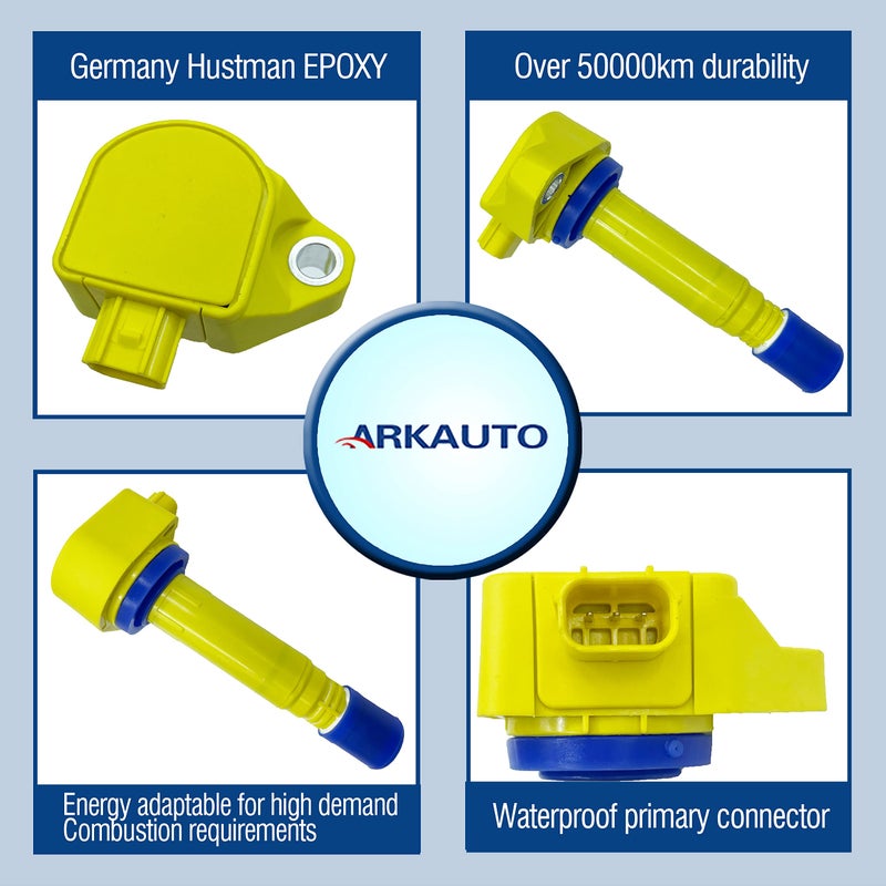 ARKAUTO 4PCS ARKAUTO HIGH PERFORMANCE IGNITION COIL 30520-RNA-A01 30520RNAA01 099700-101 099700101 UF582 UF-582 C1580 6732305 673-2305 FOR 06-11 FOR HONDA CIVIC FA FD FG 1.8 L4 R18A1 - Image 2