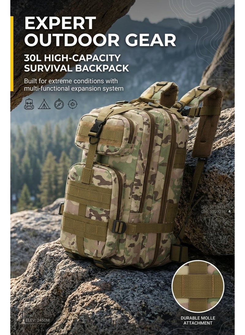 30L Camo Tactical Backpack,Picnic Backpack,1000D Nylon Waterproof Hiking Bag Outdoor Hunting Climbing Camping - Image 1