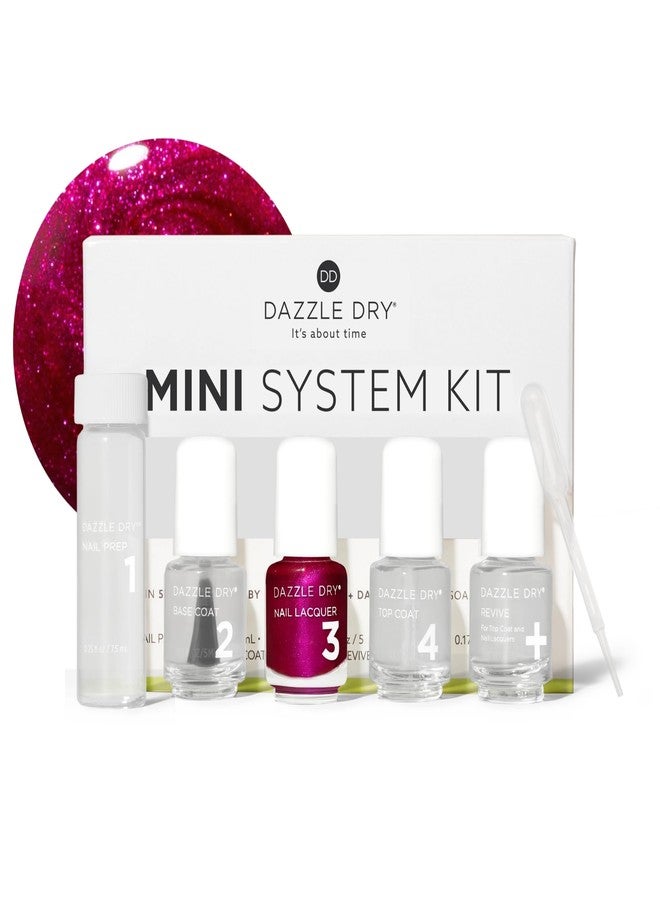 Dazzle Dry Mini Kit 4 Step System - Kaleidoscope - A full coverage metallic fuchsia. Full coverage metallic. (5 Piece Kit / 5 Manicures) - Image 1