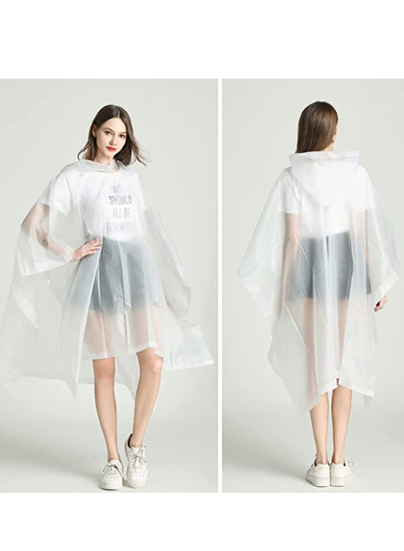 معطف واق من المطر للبالغين، بونشو مطر، معاطف قابلة لإعادة الاستخدام من مادة إي في إيه مع غطاء للرأس، أدوات نجاة للتخييم في حالات الطوارئ، مقاوم للماء مع أغطية وأكمام، سترة خفيفة الوزن للنساء والرجال - Image 2