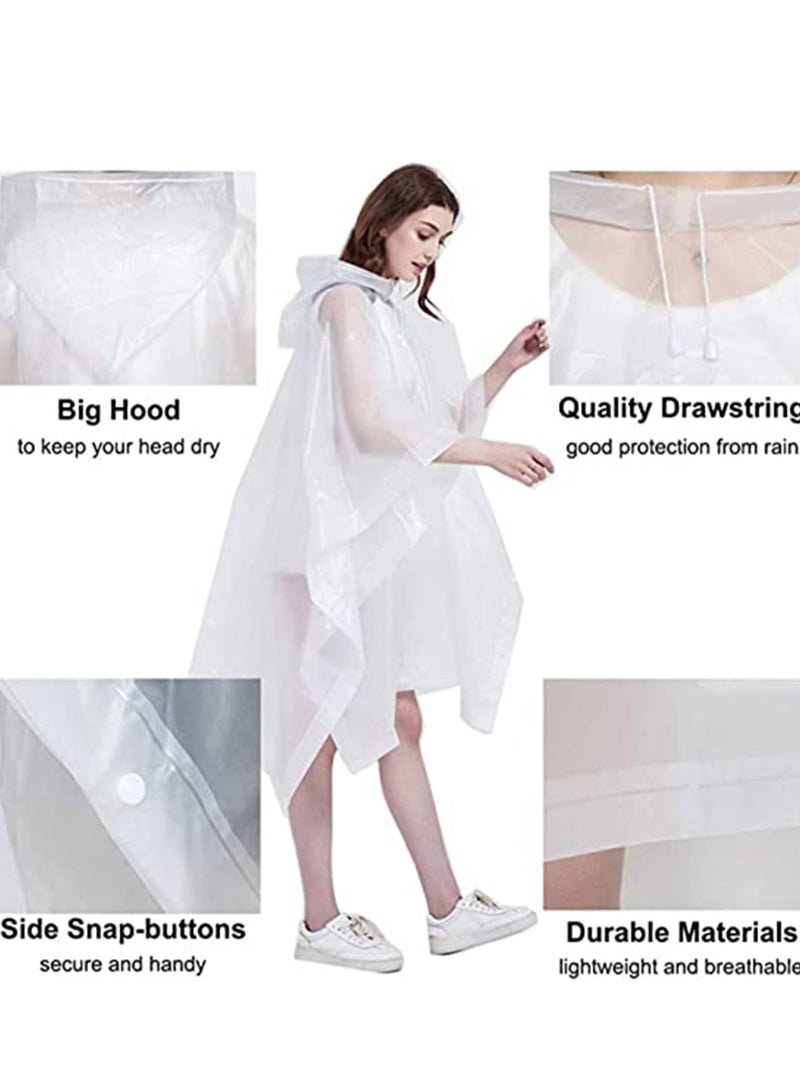 معطف واق من المطر للبالغين، بونشو مطر، معاطف قابلة لإعادة الاستخدام من مادة إي في إيه مع غطاء للرأس، أدوات نجاة للتخييم في حالات الطوارئ، مقاوم للماء مع أغطية وأكمام، سترة خفيفة الوزن للنساء والرجال - Image 3