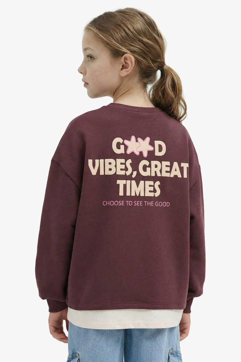 DeFacto Girl Overshirt Fit Slogan Printed Thick Fabric Sweatshirt