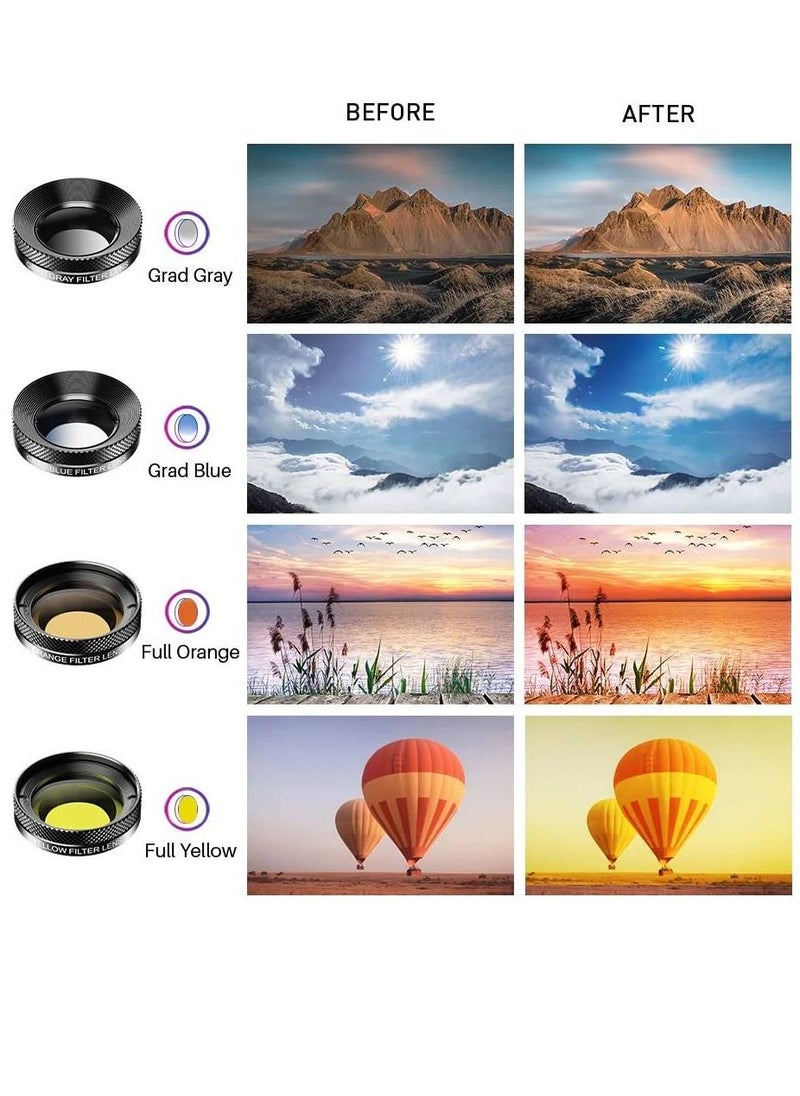 APEXEL 11 in 1 Phone camera Lens Kit fisheye wide lens Full Colorgrad Filter CPL ND Star Filter For all Smartphone  - Image 3
