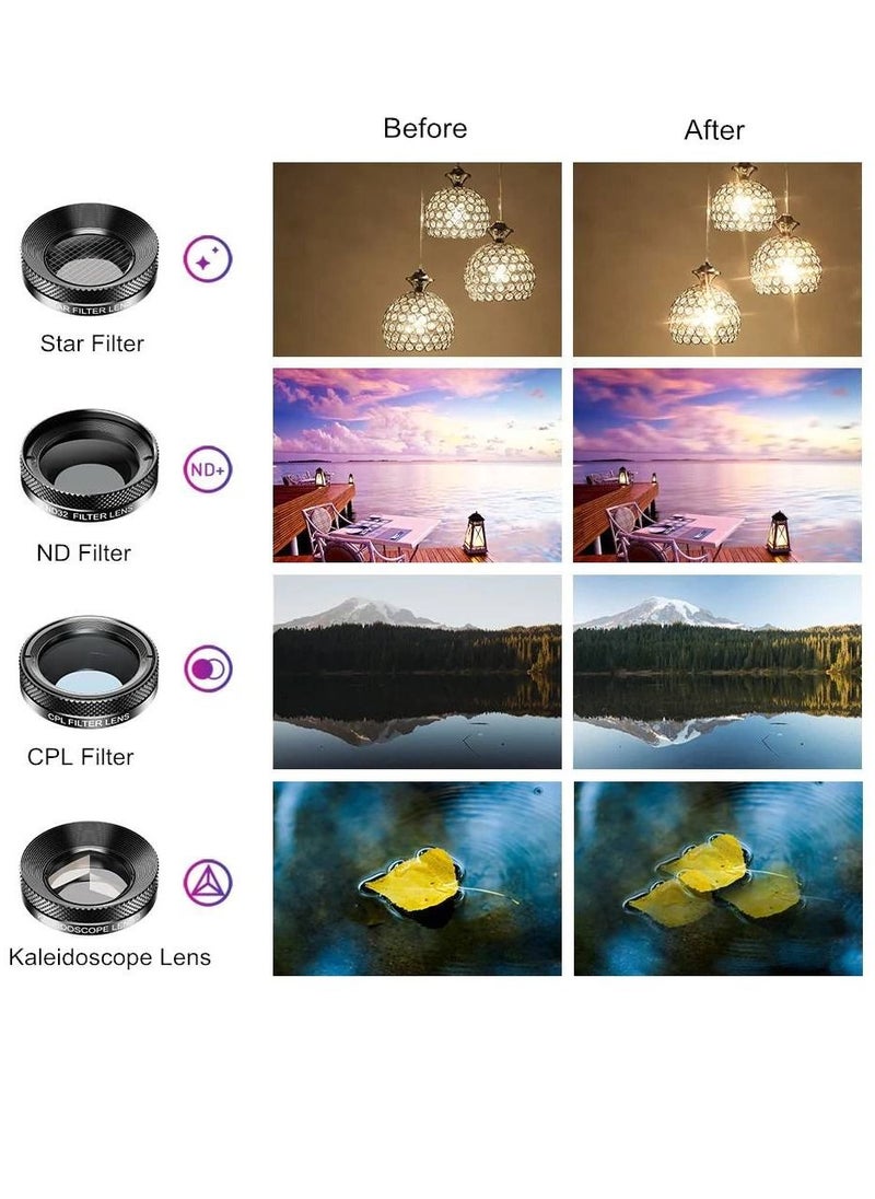 APEXEL 11 in 1 Phone camera Lens Kit fisheye wide lens Full Colorgrad Filter CPL ND Star Filter For all Smartphone  - Image 2