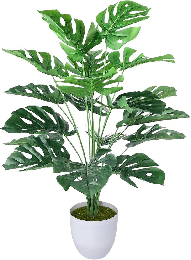 Dekorly Fake Plants Large Artificial Tree Monstera Faux Areca Palm Plants in Pot Tall for Floor Home Office House Farmhouse Bedroom Living Room Modern Decor Housewarming Gift | Height 30 Inch (Green) - Image 1