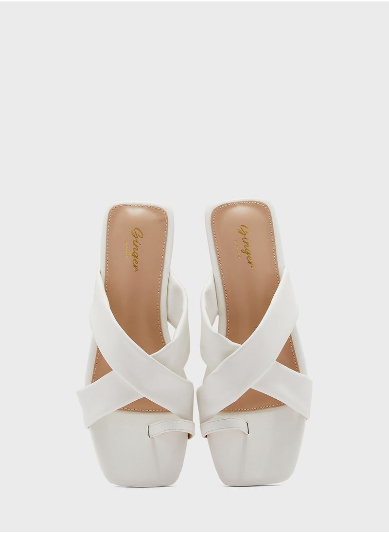 Ginger - Cross Over Toe Loop Flat Sandal - Image 1