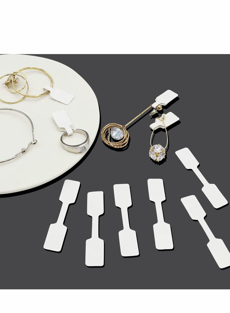 Excefore بطاقات الأسعار، 500 قطعة بطاقات مجوهرات للتسعير ذاتية اللصق بيضاء فارغة لخواتم والقلائد والأقراط، ملصق مستطيل للتعريف - Image 1