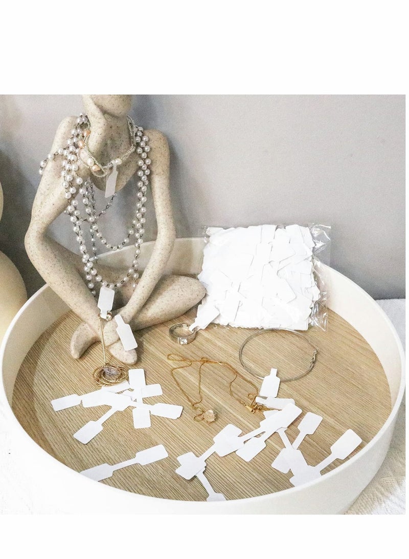 Excefore بطاقات الأسعار، 500 قطعة بطاقات مجوهرات للتسعير ذاتية اللصق بيضاء فارغة لخواتم والقلائد والأقراط، ملصق مستطيل للتعريف - Image 5