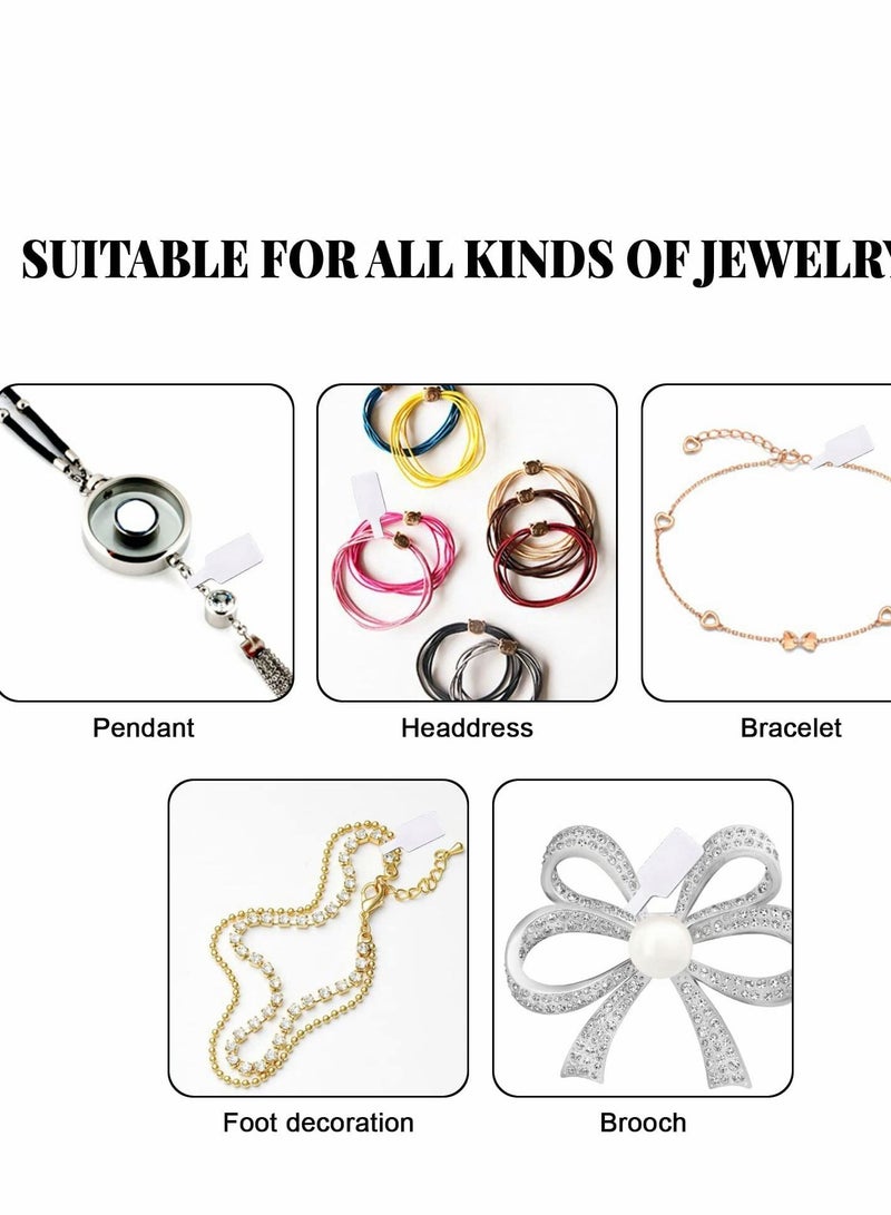 Excefore بطاقات الأسعار، 500 قطعة بطاقات مجوهرات للتسعير ذاتية اللصق بيضاء فارغة لخواتم والقلائد والأقراط، ملصق مستطيل للتعريف - Image 4