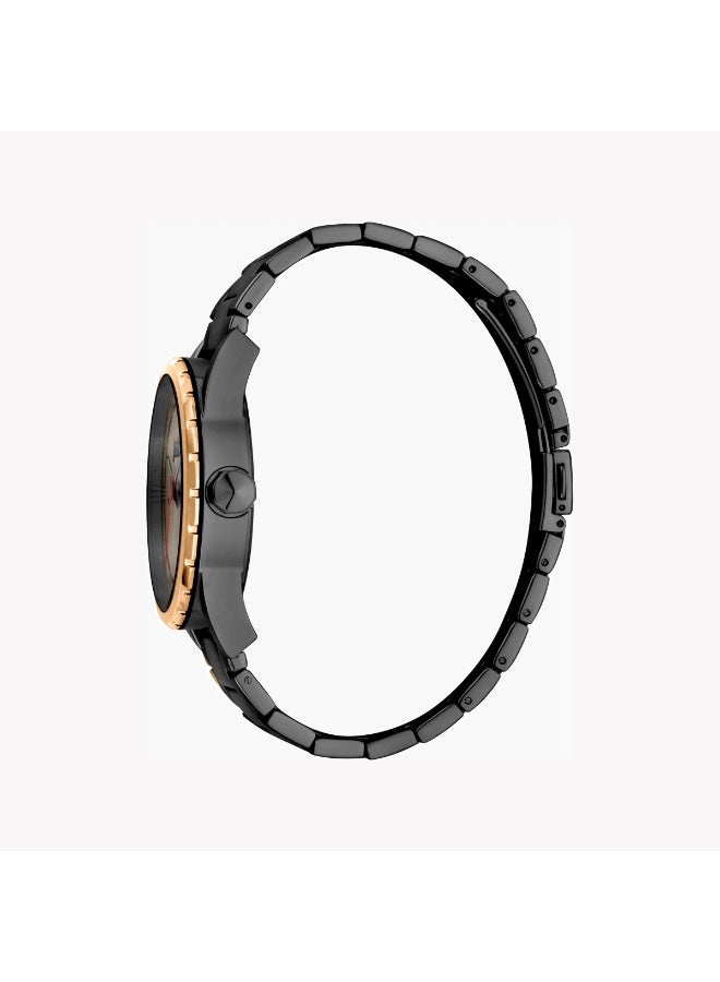 جاست كافالي ساعة Just Cavalli للرجال بتصميم أنيق باللونين الأسود والروز جولد، مع مينا رمادي راقٍ يضفي لمسة من الفخامة والرقي. - Image 2