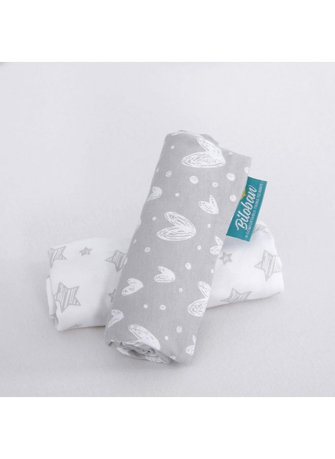 Biloban - Bassinet Sheets Compatible With Baby Delight Beside Me Dreamer Bassinet, 2 Pack, 100% Jersey Knit Cotton Fitted Sheets, Breathable And Heavenly Soft, Grey And White Print For Baby - Image 1