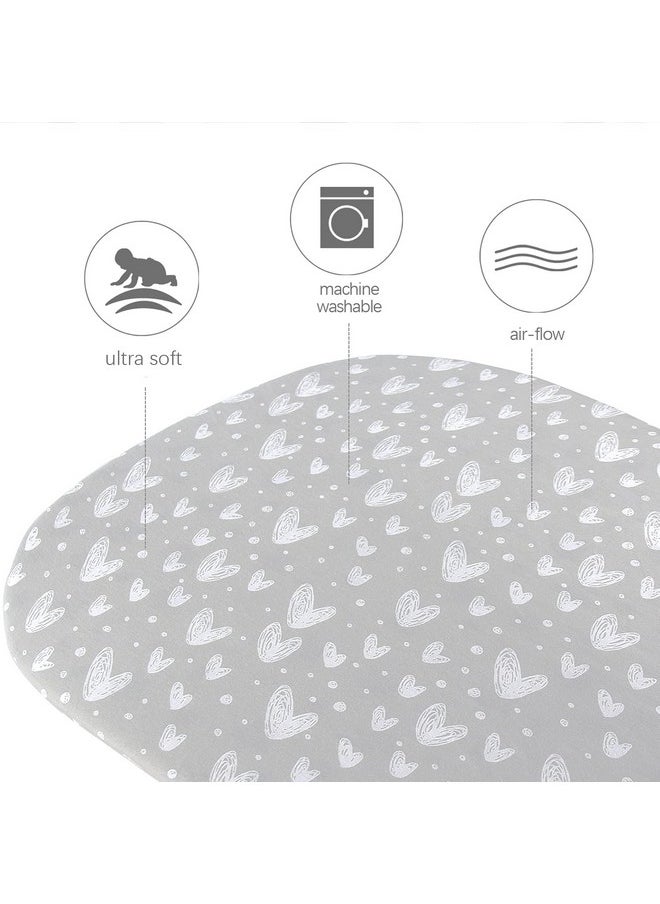 Biloban - Bassinet Sheets Compatible With Baby Delight Beside Me Dreamer Bassinet, 2 Pack, 100% Jersey Knit Cotton Fitted Sheets, Breathable And Heavenly Soft, Grey And White Print For Baby - Image 1