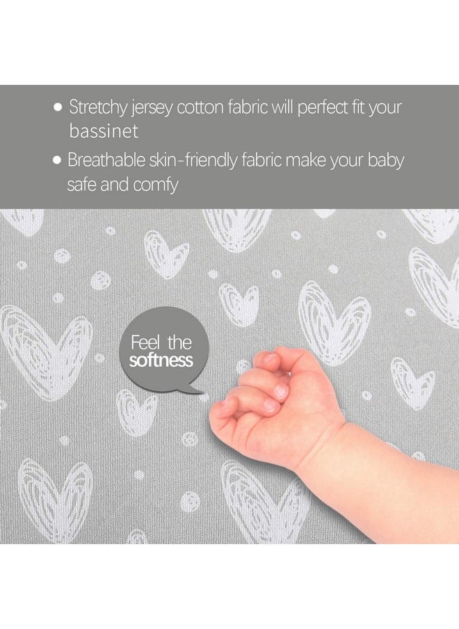 Biloban - Bassinet Sheets Compatible With Baby Delight Beside Me Dreamer Bassinet, 2 Pack, 100% Jersey Knit Cotton Fitted Sheets, Breathable And Heavenly Soft, Grey And White Print For Baby - Image 1