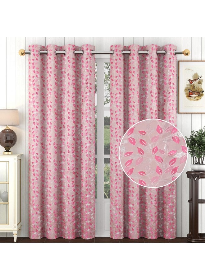 FRESH FROM LOOM Opaque Curtains for Door 10 Feet Long|Big Window Curtain Polyester Weaved Parda|Modern Parde for Living Room Bedroom|Home Office Jacquard Screens (Pink,2pc) Grommet - Image 1