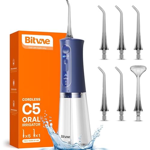 Bitvae Cordless Water Dental Flosser for Teeth, Portable 300ML Water Teeth Cleaner Picks, 3 Cleaning Modes 6 Jet Tips, Water Dental Picks for Cleaning (Midnight Blue) - Image 1