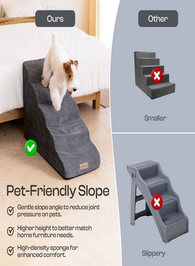 Miorun Dog Stairs for High Beds Up to 26", Extra-Tall 24.5" 5-Step Foam Pet Ramp with Washable Cover, Gentle Slope Steps, Bed & Couch Ladder for Small Medium Dogs & Senior Cat, Puppy Climbing Stairs - Image 4