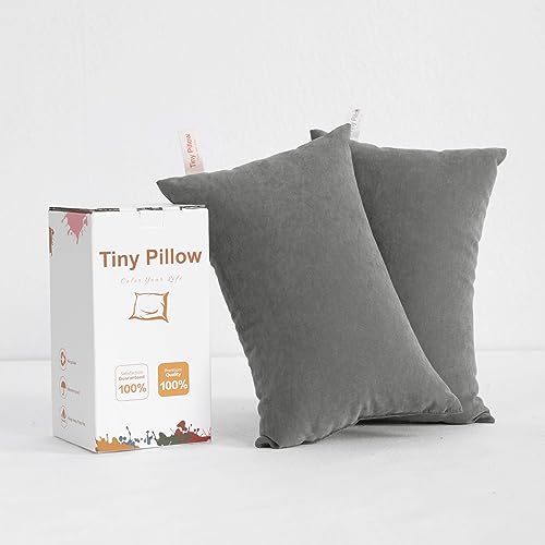 BEDSUM 2 Pack Tiny Pillows, 11"x7" Microfiber Mini Pillows for Travel, Pets, Soft and Machine Washable Small Pillows for Neck, Wrist, and Knee Comfort, Dark Grey - Image 2