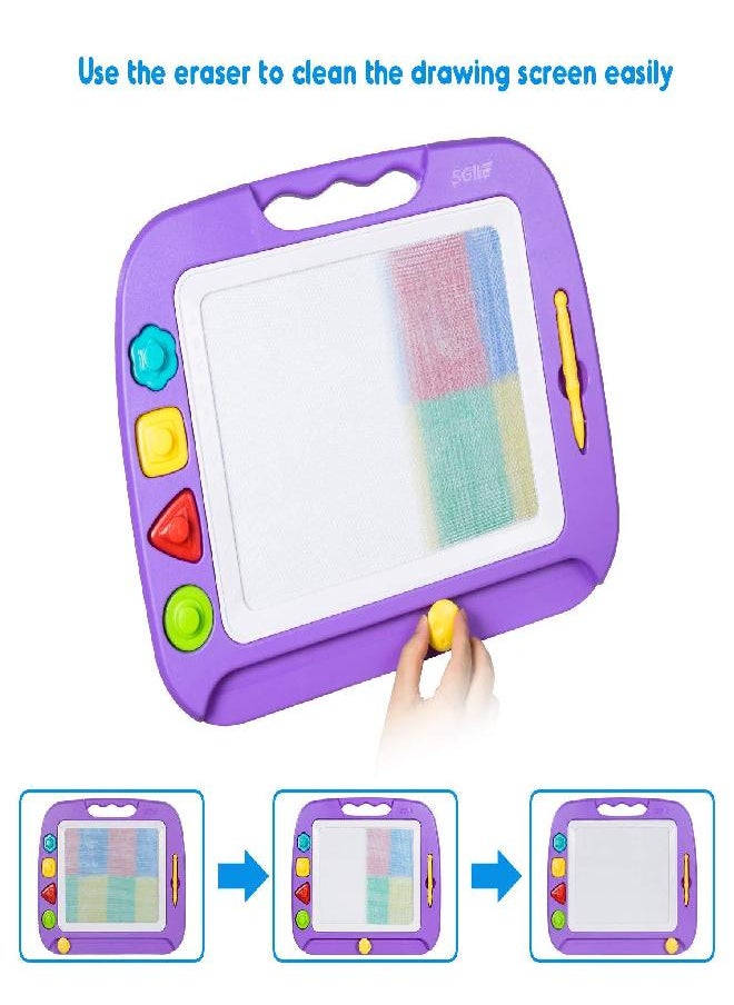 SGILE SGILE Magnetic Drawing Board Toy for Kids, Large Doodle Board Writing Painting Sketch Pad, Purple  - Image 4