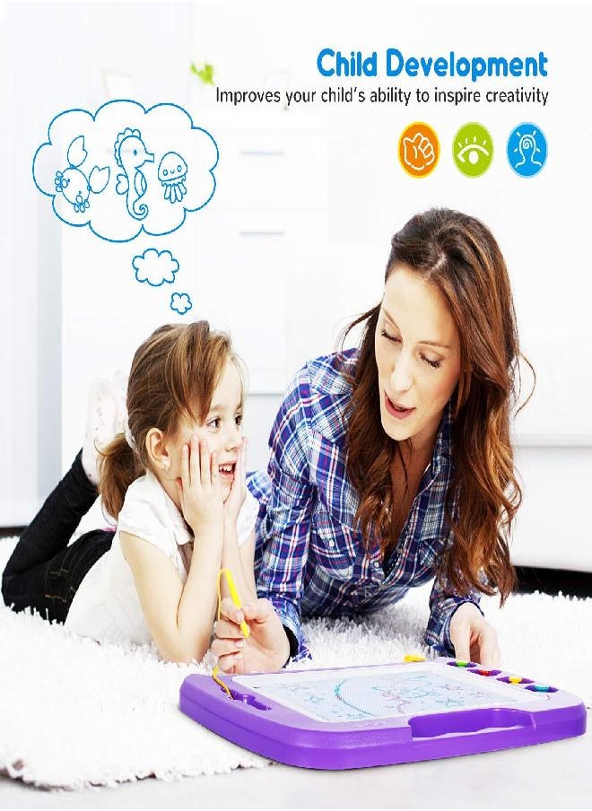 SGILE SGILE Magnetic Drawing Board Toy for Kids, Large Doodle Board Writing Painting Sketch Pad, Purple  - Image 3