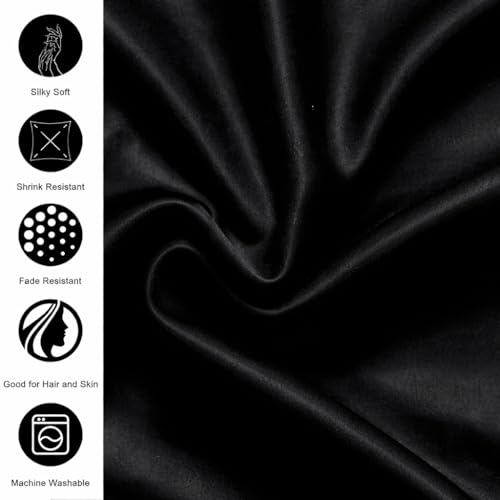 elanorhomes 300TC Premium Satin King Size Bedsheet 93 * 108 inches with 2 Pillow Covers | Ideal for Summers & Winters | Valentine for Couples, Romantic Dates, and Weddings (Crown Black) - Image 2