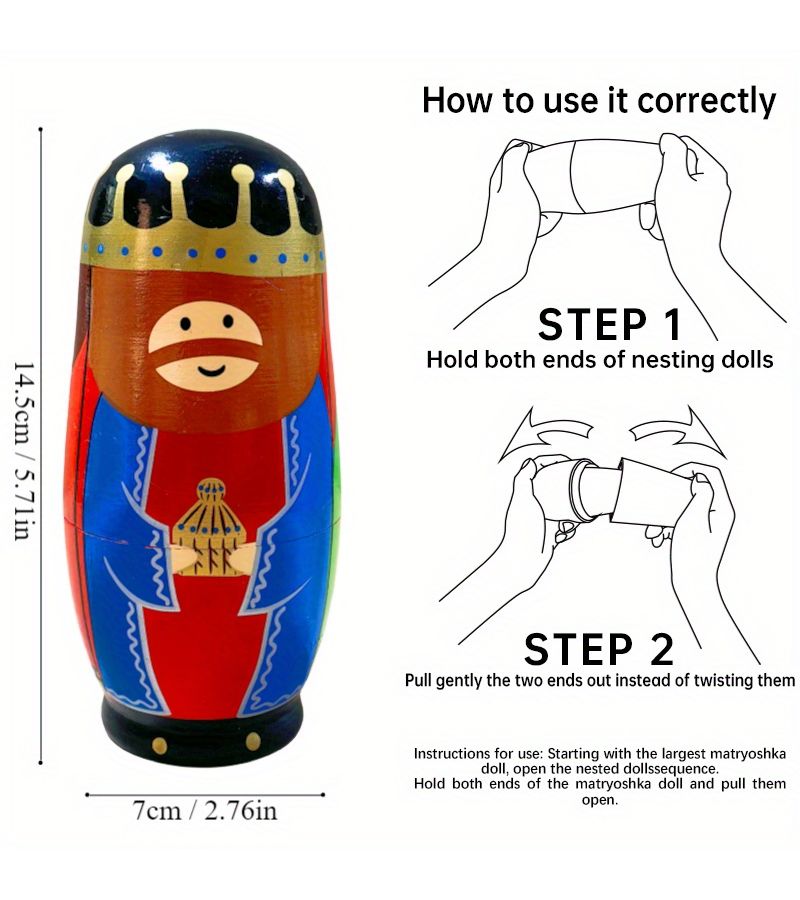 Blue Easter Egg Nesting Dolls Handmade Wooden Stacking Toys for Adults Kids Home Decor Storage - Image 2