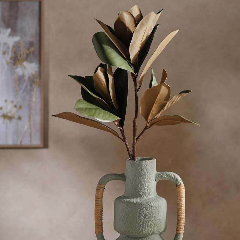 Pan Home غصن أوراق ماغنوليا الاصطناعي - أخضر