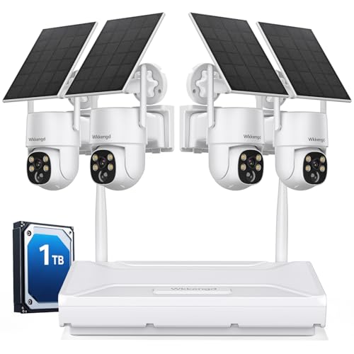 Wkkengd Wireless Security Camera System Outdoor, Aurora Lux Color Night Vison 4 Cam-Kit Solar Powered Security Cameras Wireless Outdoor-1TB 360° View 2.4/5Ghz WiFi No Monthly Fee - Image 1