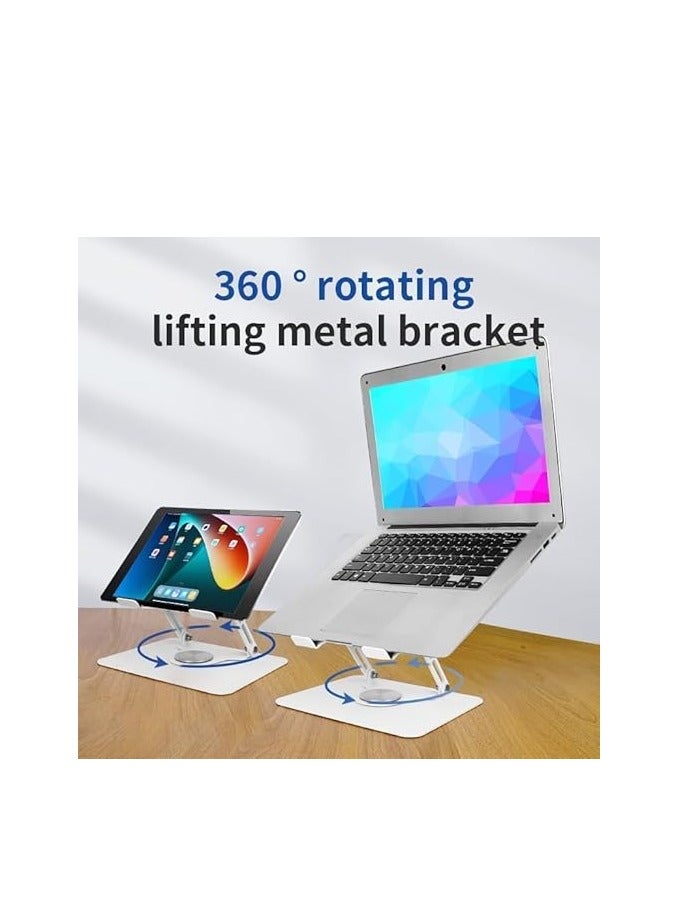 حامل كمبيوتر محمول قوي قابل للتعديل متعدد الزوايا مع قاعدة دوارة 360 درجة، مريح للعمل الجماعي، قابل للطي بالكامل لسهولة التخزين، يناسب أجهزة MacBook وiPad/جميع أجهزة الكمبيوتر المحمولة حتى 16 بوصة - Image 2