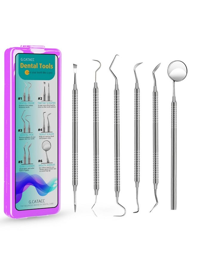 G.CATACC - Dental Tools Plaque Remover For Teeth Dental Hygiene Kit Stainless Steel Oral Care Cleaning Tools Set With Tooth Scraper Plaque Tartar Remover Metal Dental Pick Scalerwith Case - Image 1