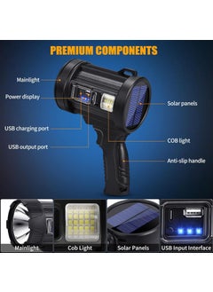Juflix Juflix Superbright LED Handheld Searchlight Tactical Waterproof Spotlight High Power Rechargeable Flashlights with Side Light USB Power Charger 3 Color  - Image 3