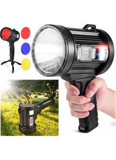 Juflix Juflix Superbright LED Handheld Searchlight Tactical Waterproof Spotlight High Power Rechargeable Flashlights with Side Light USB Power Charger 3 Color  - Image 1