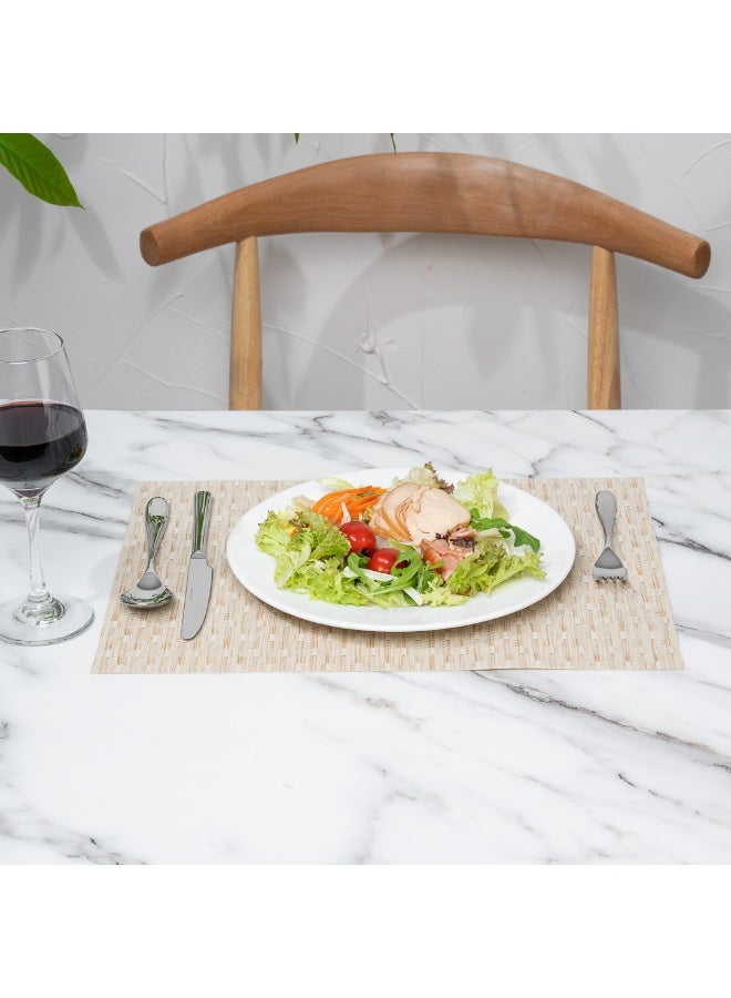 Restaurantware Speculo 16 X 12 Inch Woven Placemats, Set Of 6 Rectangle Table Placemats - Stain-Resistant, Easy To Clean, Tan Vinyl Placemats For Dining Table, For Homes or Restaurants - Image 3