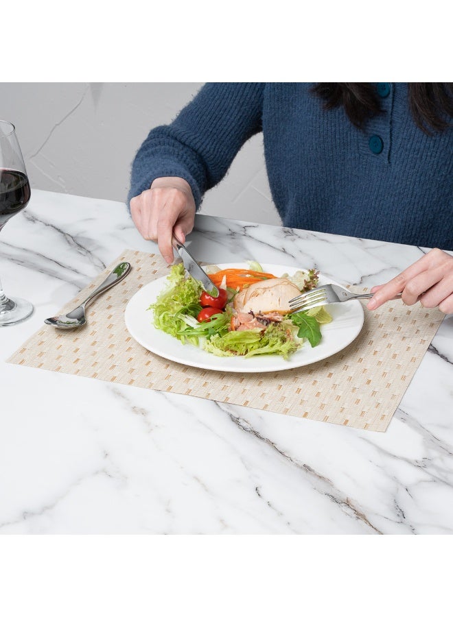 Restaurantware Speculo 16 X 12 Inch Woven Placemats, Set Of 6 Rectangle Table Placemats - Stain-Resistant, Easy To Clean, Tan Vinyl Placemats For Dining Table, For Homes or Restaurants - Image 5