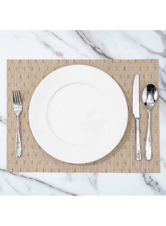 Restaurantware Speculo 16 X 12 Inch Woven Placemats, Set Of 6 Rectangle Table Placemats - Stain-Resistant, Easy To Clean, Tan Vinyl Placemats For Dining Table, For Homes or Restaurants - Image 4