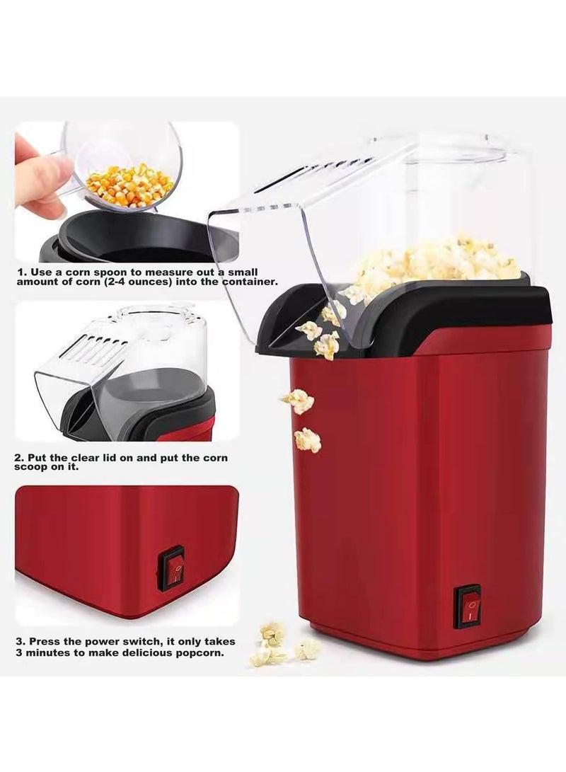 Araone Electric Popcorn Machine Maker Popper With Measuring Spoon, Quick Popcorn, Oil Free, Good For Watching Movies,Party, Holiday Gift (Red) - Image 4