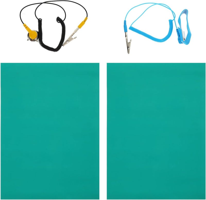 1 Set ESD Anti-Static Mat, Heat-Resistant Rubber Desk Mat with Grounding Wire - 15.8x12 Anti-Static Workbench Pad for Phone, PC, and Circuit Board Repair - Image 1