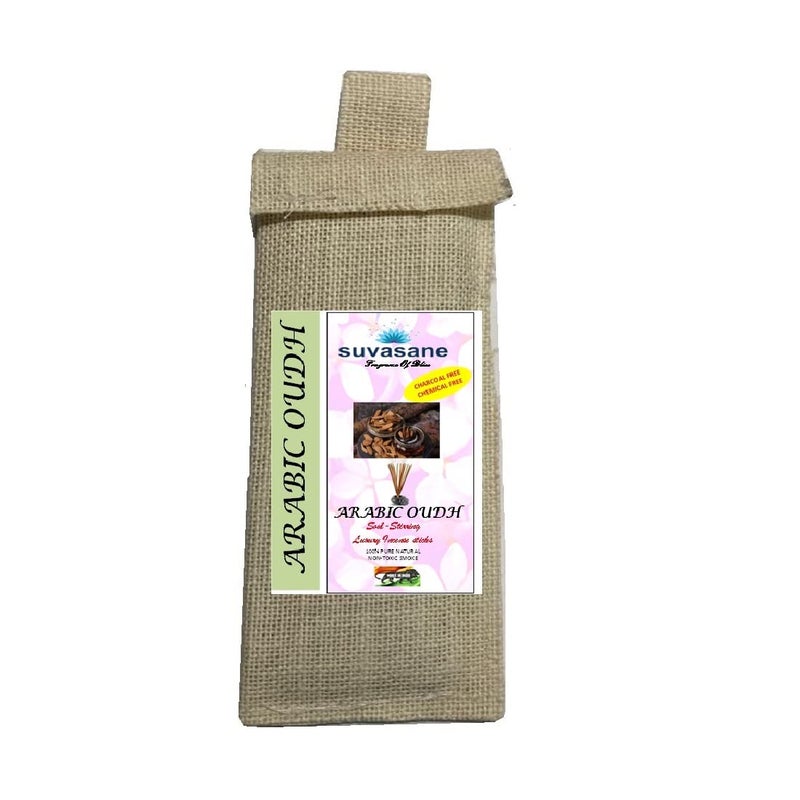 suvasane Suvasane Pure Natural Herbal Arabic Oudh Incense Sticks 24 Sticks in Jute Bag No Synthetics Chemicals No Charcoal 100 Natural  - Image 1