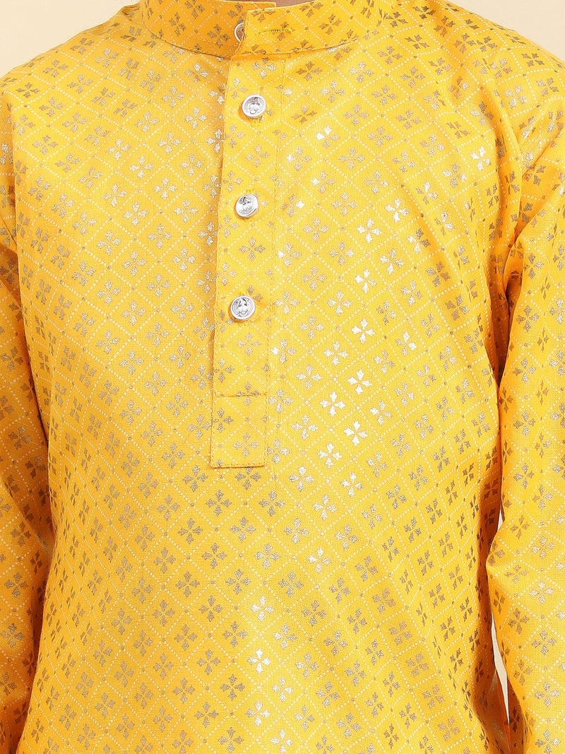 Pro-Ethic Style Developer Kids Cotton Floral Ethnic Wear|Kurta Pajama Set (S-231),7-8 Years,Yellow - Image 5