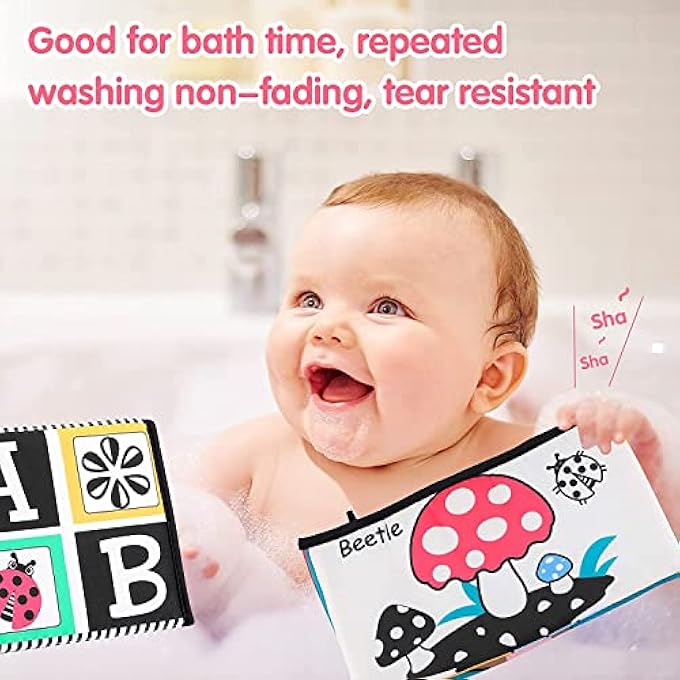 BABY TUMMY MIRROR TIME FLIP - FLOOR WITH TEETHER SOFT CLOTH BOOK BLACK AND WHITE SENSORY TOYS NEWBORN TOY DEVELOPMENTAL GIFT FOR INFANTS GIRLS BOYS 0-6 MONTHS, RED - Image 4