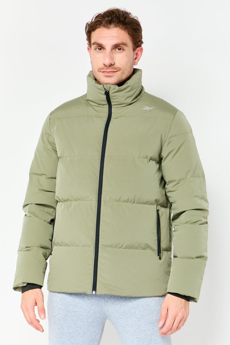 Reebok Men Sportswear Fit Long Sleeve Outdoor Puffer Jacket, Olive - Image 1