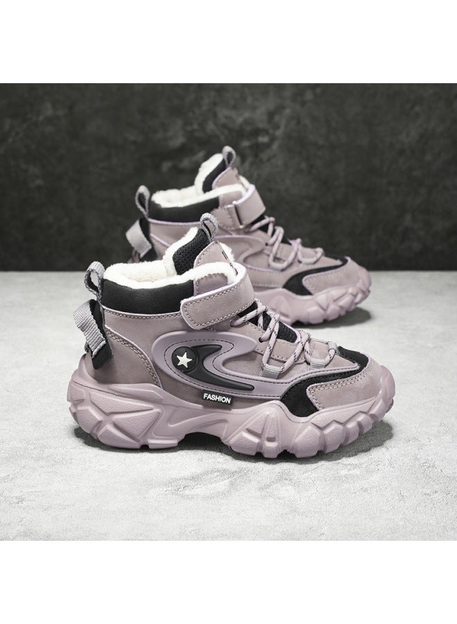Winter New Children's Cotton Shoes With Plush Lining, Thickened Snow Boots, Fashion Boots, Dad Shoes, Snow Boots