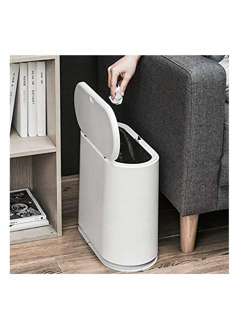 Excefore Trash Can, Gallon Slim Garbage Container Bin Removable Liner Bucket with Press Top Lid for Kitchen Bathroom Living Room Office Narrow Place - 10 Liter/2.4  - Image 1