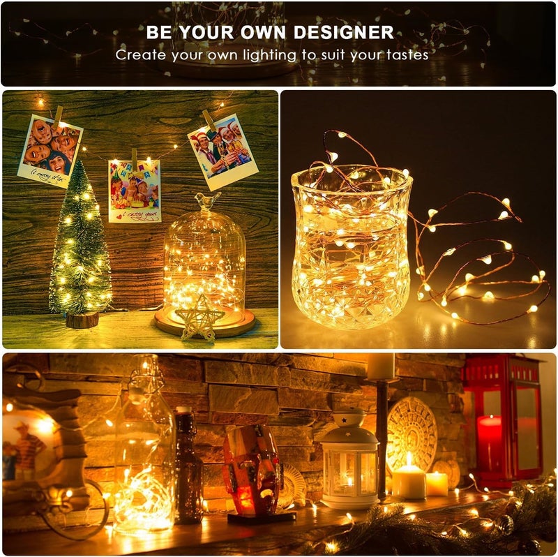ANJAYLIA 33Ft LED Fairy Lights Battery Operated String Lights 100 LED Firefly Lights Garden Home Bedroom Christmas Party Wedding Festival Decorations, Warm White - Image 5