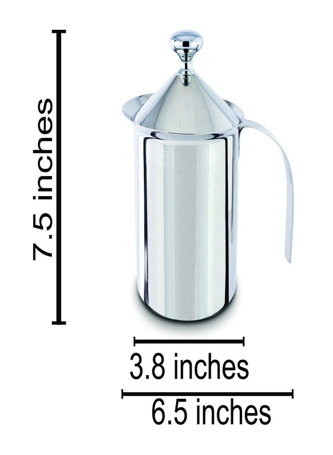 Cuisinox Polished Stainless Steel Hand Pump Cappuccino Milk Frother, 27 oz, 5" high - Image 4