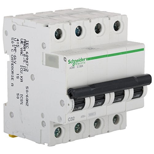 Schneider Electric شنايدر إليكتريك أكت 9 32-أمبير 4-قطب منحنى C لمفتاح الدائرة القاطع (بولي كربونات بالحجم القياسي، أبيض) (FE_A9N4P32C) - Image 2