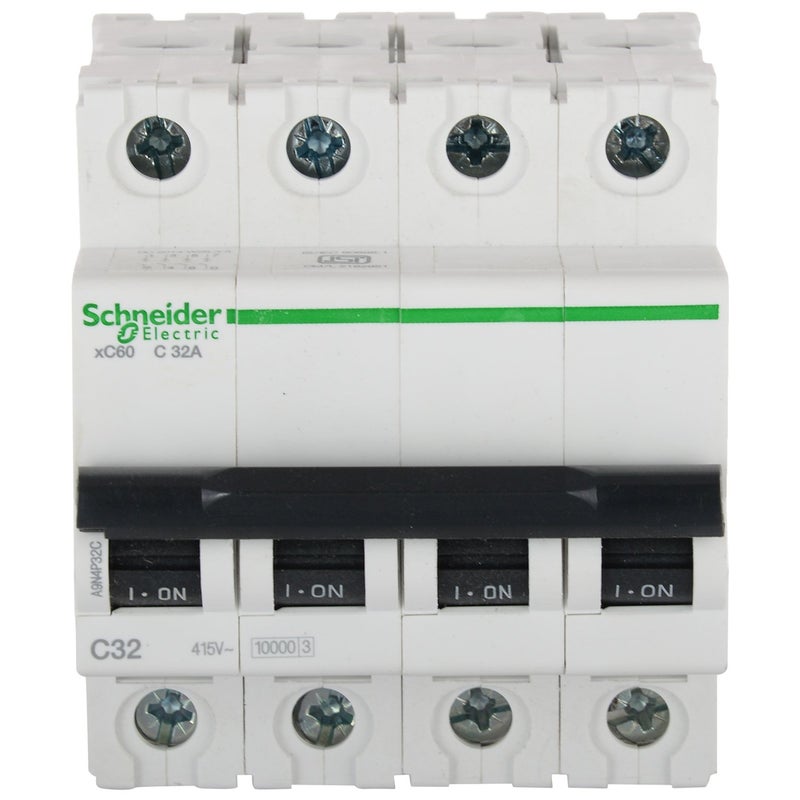 Schneider Electric شنايدر إليكتريك أكت 9 32-أمبير 4-قطب منحنى C لمفتاح الدائرة القاطع (بولي كربونات بالحجم القياسي، أبيض) (FE_A9N4P32C) - Image 4