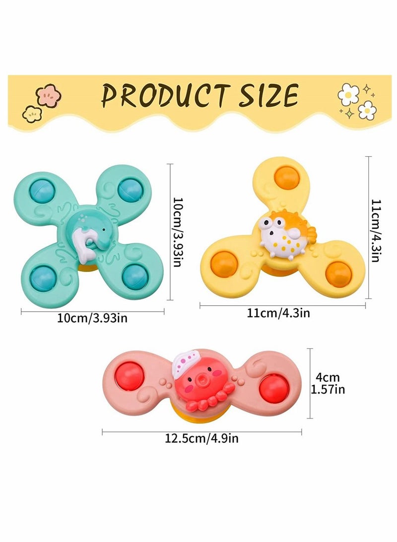 Baby Cup Spinner Toy with Suction Cup 3 Pack Baby Bath Toys Spinner Toys Cartoon Spinning Suction Toys Lovely Gift for Baby and Children - Image 2