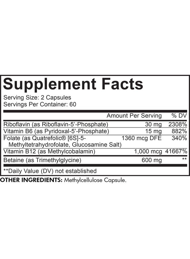 Codeage Methylfolate B Complex Supplements 5 Mthf Methylcobalamin 1000Mcg Methylated Vitamin B12 Riboflavin Betaine Vitamins B6 Methylation Cycle Mthfr 2 Months 120 Capsules - Image 3