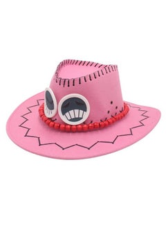 كياوكاي قبعة Portgas D Ace Cowboy Cosplay من الجلد الصناعي باللون الوردي للأطفال 