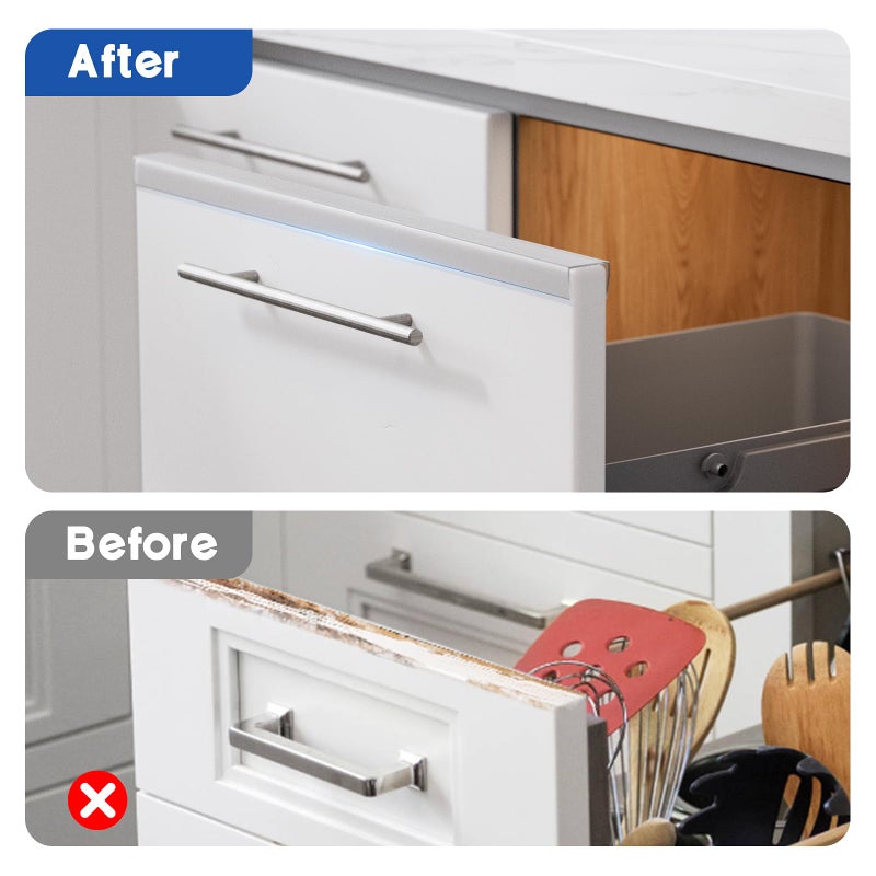Zoaogo Cabinet Protector Edge Guard (Pack of 12), 17.7" Clear PVC Cabinet Edge Protectors for 3/4" Thick Kitchen Cabinets Doors â€“ Slip-On No-Tool Sliding Installation - Image 5